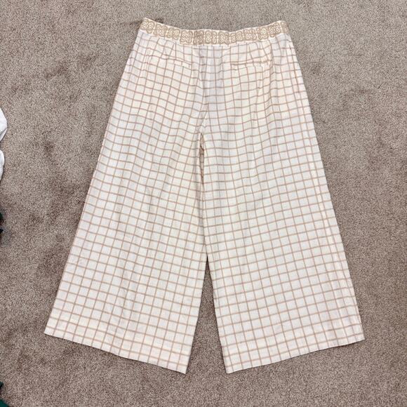 Anthropologie elevenses 14 linen embroidered pleated culottes P3 2925 - Picture 9 of 11